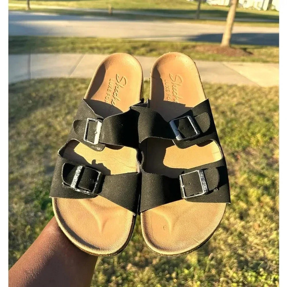 Skechers Relax‎ Fit Luxe Foam Comfort Sandals Size 9 Black - Picture 3 of 10